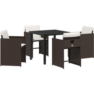 vidaXL Conjunto De Comedor De Jard&iacute;n Con Coj&iacute;n 5 Pcs Marr&oacute;n Polirat&aacute;n Vidaxl
