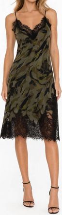 Gold Hawk Silk Coco Slip Dress In Camo