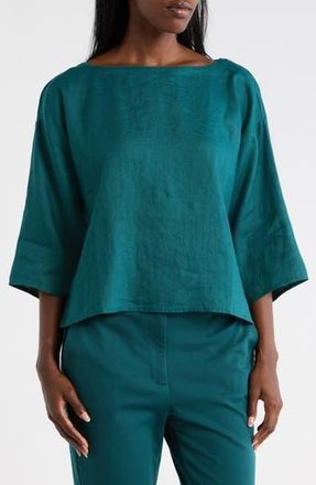 Eileen Fisher Bateau Neck Box Top in Aegean at Nordstrom Rack, Size Xx-Small