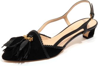 Tod's Leren/Su&egrave;de Schoen met Piume Veren - Dames - Pumps - Zwart - 36 EU - Su&egrave;de - Schoenen
