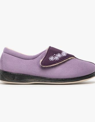 Padders Womens Padders HUG Womens (2E Fit) Touch Fasten Slippers Purple/Lavender - Size: 6