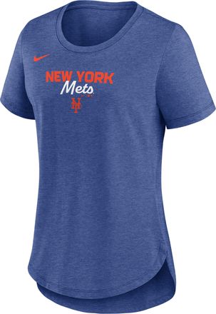 Nike New York Mets Arched Team Name Nike Womens MLB T-Shirt in Blue | NKMVEX49NME-SVQ