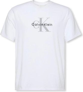 Calvin Klein Jeans Tops, Heren, Wit, M, Katoen, SS Hero Monologo Tee