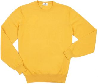 LUIGI BORRELLI NAPOLI Mens Lightweight Cotton Sweater In Golden Yellow