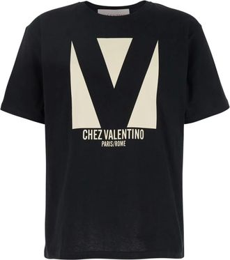 Valentino T-Shirts, male, Black, Size: S Chez T-Shirt