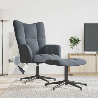 vidaXL Vidaxl - Sill&oacute;n De Relax Con Taburete Terciopelo Gris Oscuro