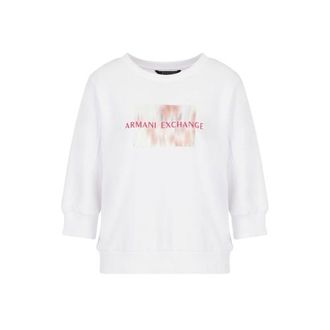A|X Armani Exchange Womens Crewneck Sweatshirt in White Cotton - Size X-Small