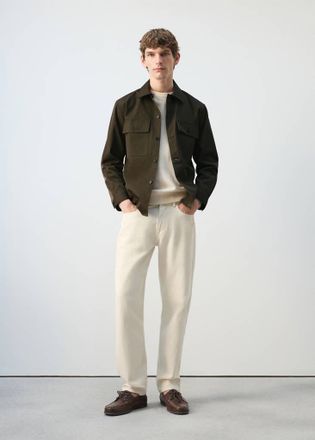 Mango Sovracamicia 100% cotone tasche marrone - Uomo - XL - MANGO MAN