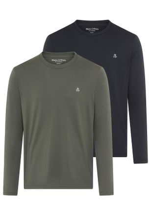 Marc O'Polo Longsleeve MARC OPOLO, Herren, Gr. S, mangrove, schwarz navy, Jersey, Obermaterial: 100% Baumwolle, Rundhals, Shirts Longsleeve, Rundhals, shaped fit,