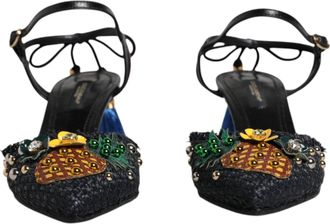 Dolce & Gabbana Black Pineapple Bellucci Heels Sandals Womens Shoes (Pre-Owned)
