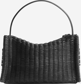 J.W.Anderson Womens Woven Leather Loafer Bag Black Shoulder