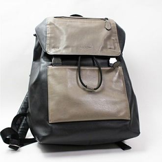 Coach Black Gray Leather Backpack (Pre-Owned)