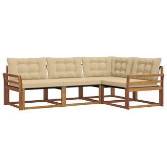 vidaXL Conjunto De Sof&aacute;s De Exterior Con Coj&iacute;n 4 Pcs Natural Y Beige Vidaxl
