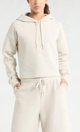 Zella Ottoman Cotton Blend Ribbed Hoodie in Grey Moonbeam at Nordstrom Rack, Size Xx-Large