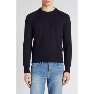 Tom Ford Cotton & Cashmere Crewneck Sweater in Hb745 Midnight Blue at Nordstrom, Size 42 Us