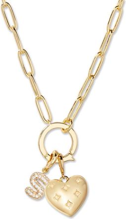 Brook & York Lillian Initial Heart Charm Necklace in Gold S at Nordstrom