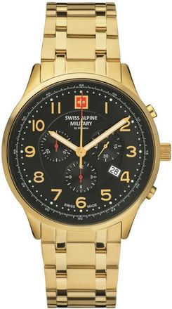 Swiss Alpine Military 7084 Chronograph Horloge - Heren - Accessoires - Geel - Maat: ONE Size