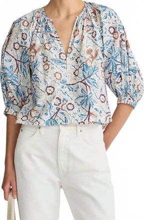 Apiece Apart Batik Nele Lantern Sleeve Top In Light-Colored