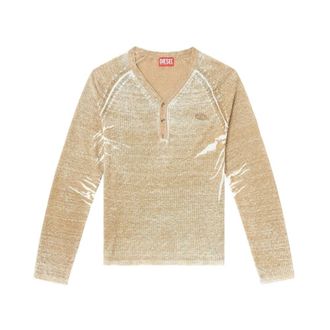 Diesel V-neck Knitwear, male, Beige, Size: XL K-Zenon V-neck Sweater