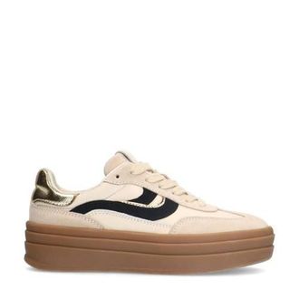 Manfield leren sneakers beige