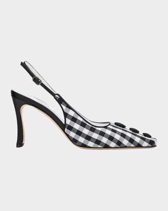 Manolo Blahnik 90mm Alexa Gingham Slingback Pumps