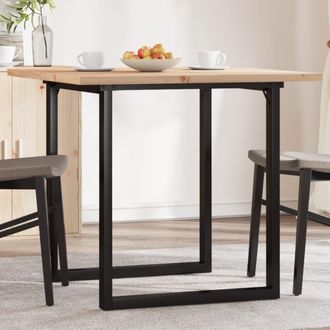 vidaXL Mesa De Comedor Marco O Madera Maciza Pino Y Acero 90x90x75,5cm Vidaxl