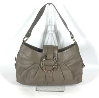 Bulgari Pre-owned Vintage Shoulder Bag - Dames - Vintage Schoudertas - Grijs - ONE Size - Leer - Vintage