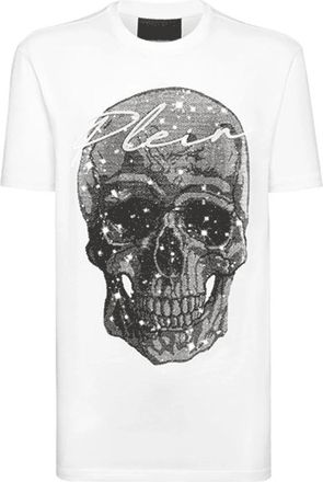 Philipp Plein T-shirt Ronde Hals SS Crystal Skull - Heren - T-shirts - Wit - 3XL - Katoen - Tops
