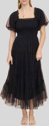 Blu Pepper Puff Sleeve Midi Dress in Black at Nordstrom Rack, Size Medium