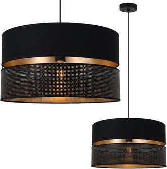 OEM L&aacute;mpara Colgante Asti Duo Negra 1 Plana Pantalla Negra-dorada Ts 40cm