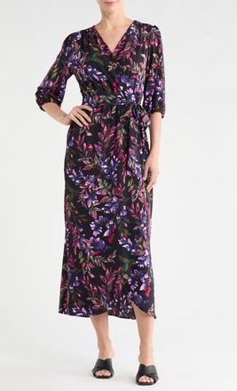 Connected Floral Faux Wrap Maxi Dress in Cherry at Nordstrom Rack, Size 12