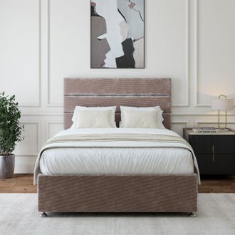 Bedmaster Chenille 4 Drawer Divan Base & Lined Headboard in Silver | Size: Super King