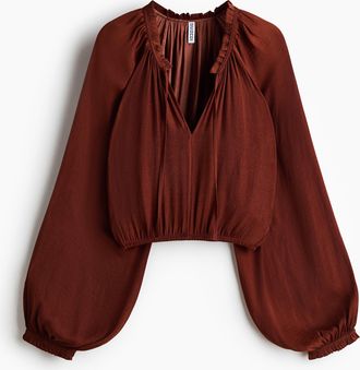 H&M Bluse mit Ballon&auml;rmeln - Rostbraun