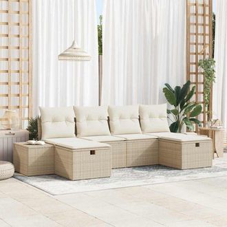 vidaXL Vidaxl - Conjunto De Sof&aacute; De Jard&iacute;n Con Coj&iacute;n 6 Pcs Beige Polirat&aacute;n