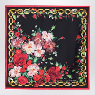 Dolce & Gabbana 50x50 silk twill scarf with chain border in pink
