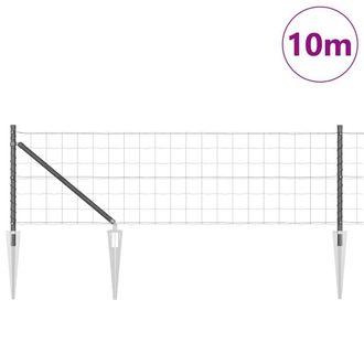 Berkfield Home Modern Euro Fence with 7 Spike Posts 0.6x10 m Galvanised Steel Grey
