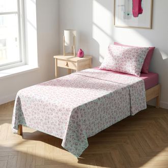 KASANOVA Completo letto singolo fiori malva cotone