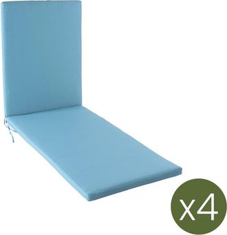 ED&Egrave;N JARD&Iacute; Pack de 4 cojines para tumbona de exterior color turquesa 196x60x5 cm
