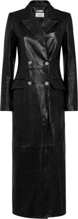 Philipp Plein double-breasted leather coat - Black