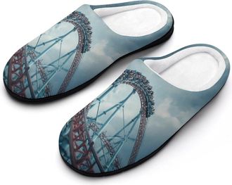 Generic Roller Coaster Funny Mens Cotton Slippers Shoes Novelty Soft Non-Slip Sole Home Shoe