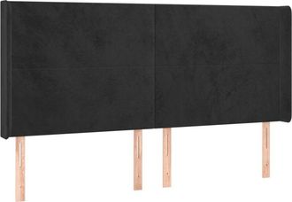 vidaXL Cabecero Con Led De Terciopelo Negro 163x16x118/128 Cm Vidaxl