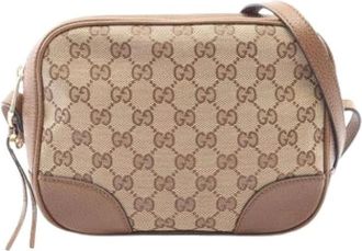 Gucci Pre-owned Cross Body Bags, female, Beige, Size: ONE SIZE Pre-owned Vintage Canvas Shoulder Bag