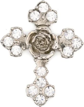 Blumarine rose-detail embellished earrings - Silver