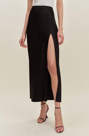 Reformation Layla Satin Maxi Skirt in Black at Nordstrom, Size X-Large