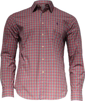 Ralph Lauren Slim Fit Checked Shirt in Red Cotton