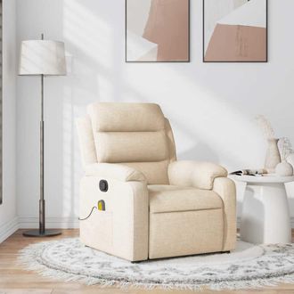 vidaXL Sill&oacute;n De Masaje Reclinable De Tela Crema Vidaxl