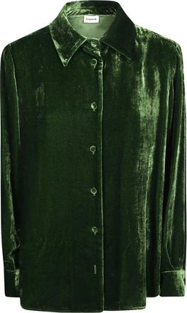 P.A.R.O.S.H. Camicia - Velluto Viscosa Seta - Dames - Overhemden - Groen - S - Overhemden