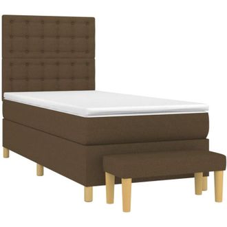 vidaXL Cama Box Spring Con Colch&oacute;n Tela Marr&oacute;n Oscuro 90x190 Cm Vidaxl