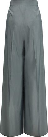 Max Mara Womens Virgin Wool Pants Verde Scuro Fleece Ovis Aries; Silk Trousers