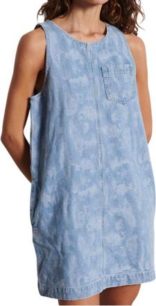 Suncoo Casey Short Round Neck Dress In Jeans Clair